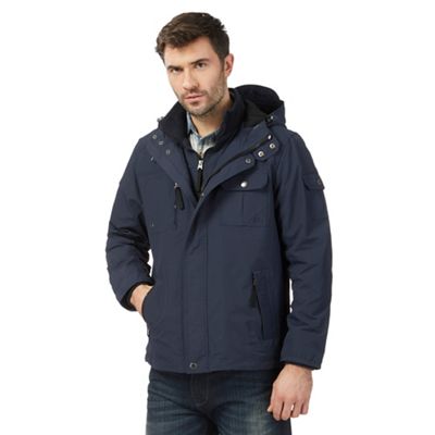 Big and tall navy hooded tech jacket